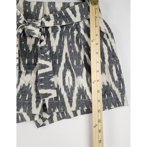 J Crew Shorts Womens 0 Gray White Geometric Print Front Tie Casual Mom Core - Picture 6 of 10